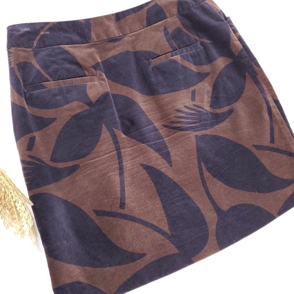 BODEN Anthro Brown Purple Suede Floral Skirt 8 - Picture 5 of 13
